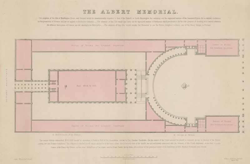 Grondplan van het Albert Memorial, zoals voorgesteld bij Burlington House door English School