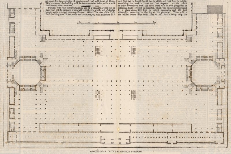 Grondplan van het Internationale Tentoonstellingsgebouw van 1862 door English School