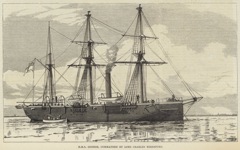 HMS Condor, onder bevel van Lord Charles Beresford (gravure) door English School