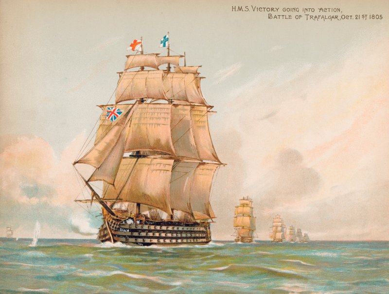 HMS Victory bij de Slag om Trafalgar door English School