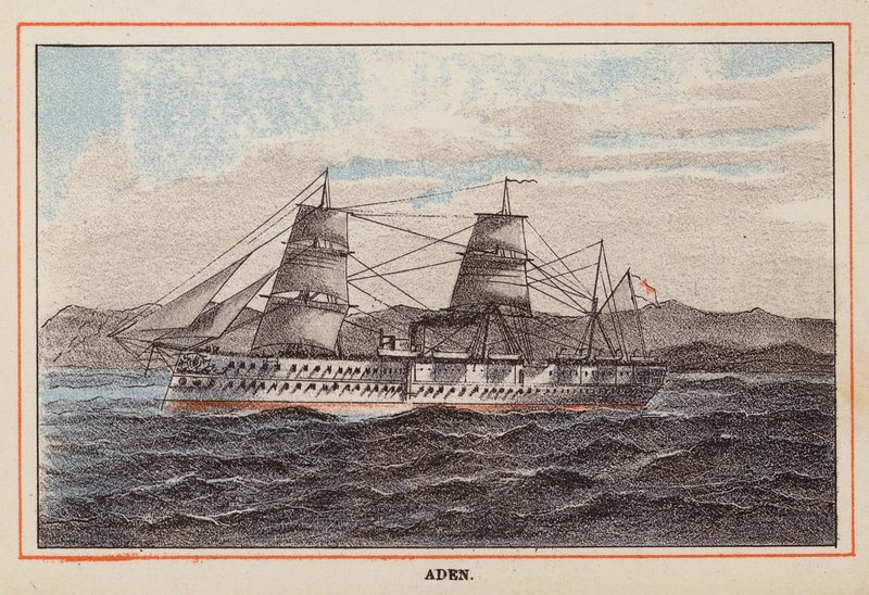 HM Indisch Troepenschip: Adem (gekleurde gravure) door English School