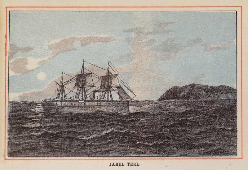 HM Indisch Troepenschip: Jabel Teel (gekleurde gravure) door English School