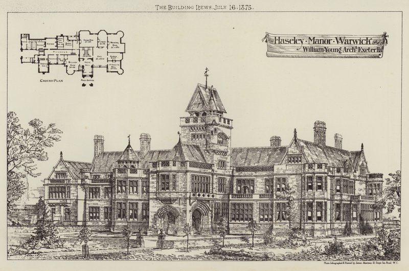 Haseley Manor, Warwick (gravure) door English School