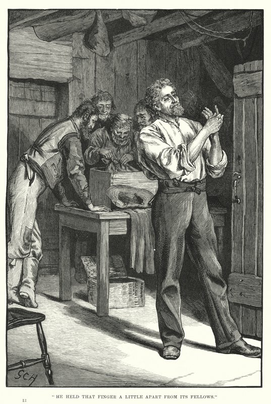 Hij hield die vinger een beetje apart van zijn kameraden (gravure) door English School