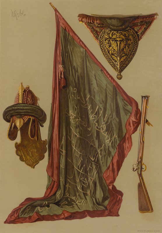Helm en standaard van Tippoo Sultan (chromolitho) door English School