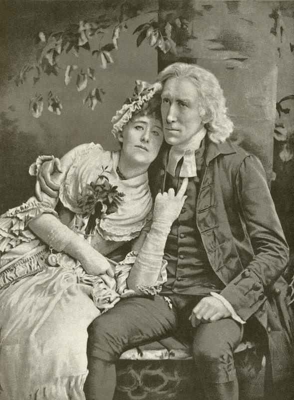 Henry Irving als de dominee en Ellen Terry als Olivia (gravure) door English School