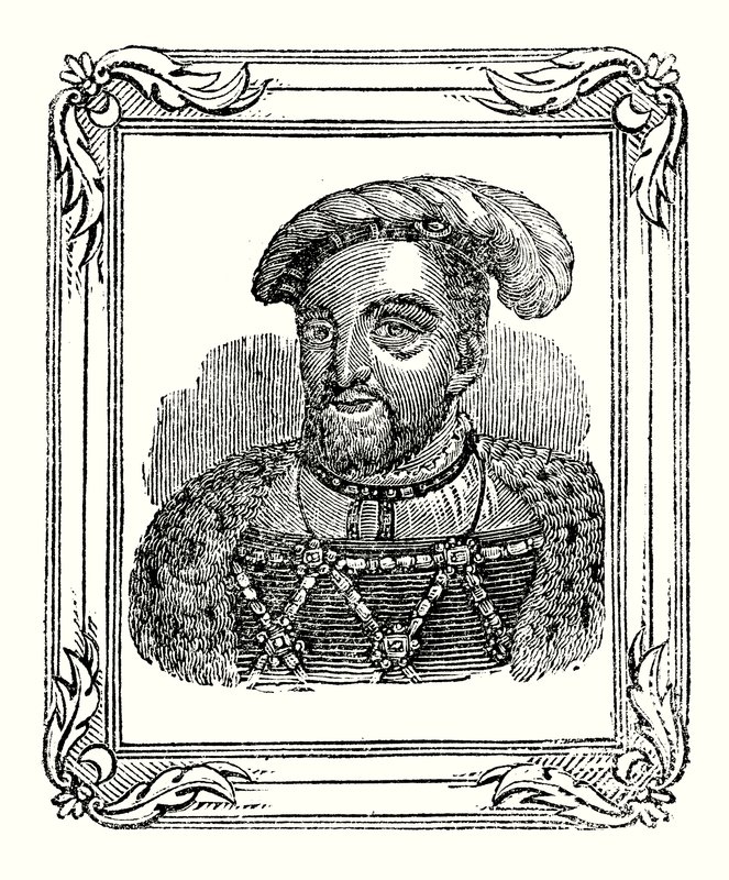 Hendrik VIII werd geboren in 1490, gekroond in 1509, stierf in 1547 door English School