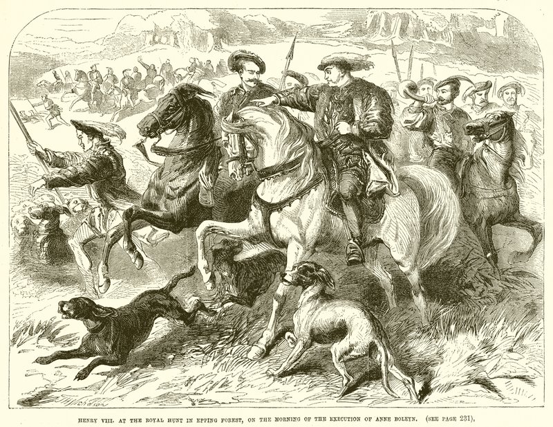 Hendrik VII op de koninklijke jacht in Epping Forest, op de ochtend van de executie van Anne Boleyn door English School