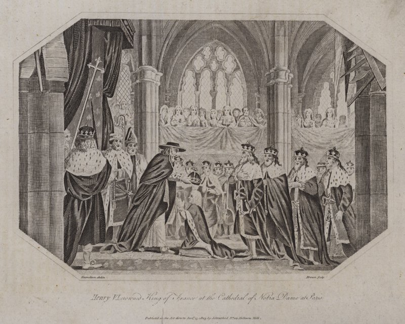 Hendrik VI gekroond tot koning van Frankrijk in de kathedraal van Notre Dame in Parijs, 1431 door English School