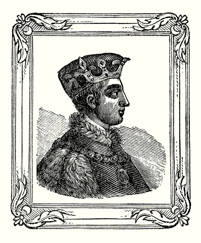 Hendrik V werd geboren in 1388, gekroond in 1413 en stierf in 1422 door English School