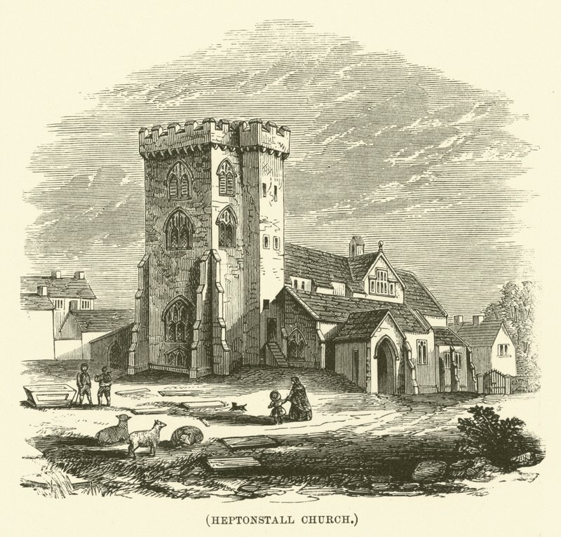 Heptonstall Kerk (gravure) door English School