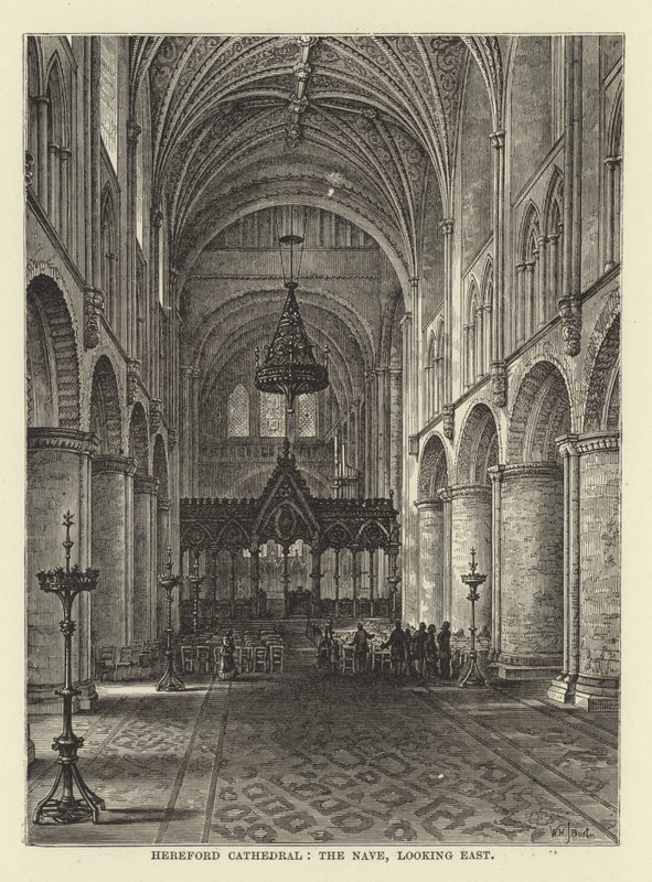 Hereford Kathedraal, het schip, kijkend naar het oosten door English School