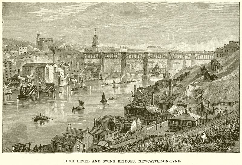 Hoog niveau en draaibruggen, Newcastle-on-Tyne door English School
