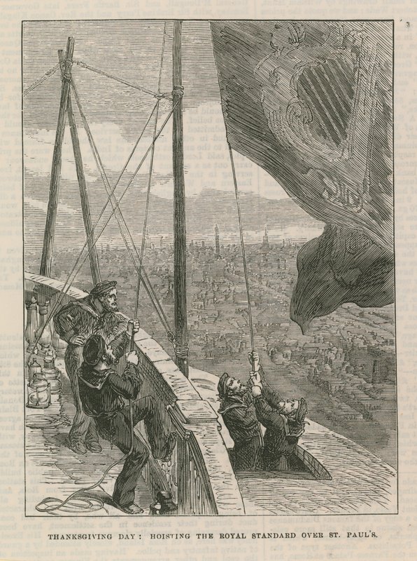 Het hijsen van de Koninklijke Standaard boven St Paul