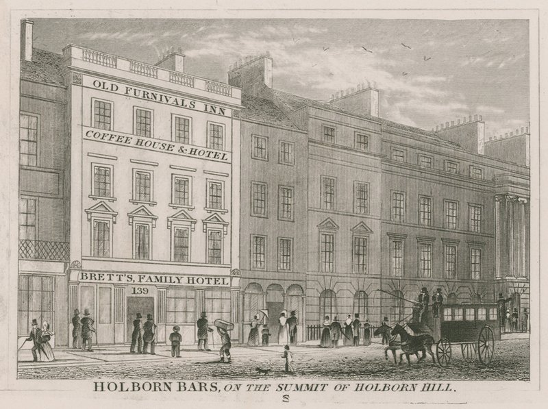 Holborn Bars, op de top van Holborn Hill door English School