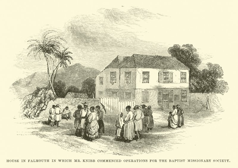 Huis in Falmouth waar Mr Knibb begon met de werkzaamheden voor de Baptisten Zendingsgenootschap door English School