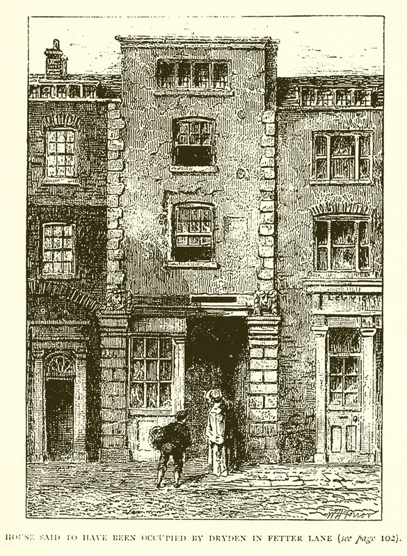 Huis dat naar verluidt door Dryden werd bewoond in Fetter Lane door English School