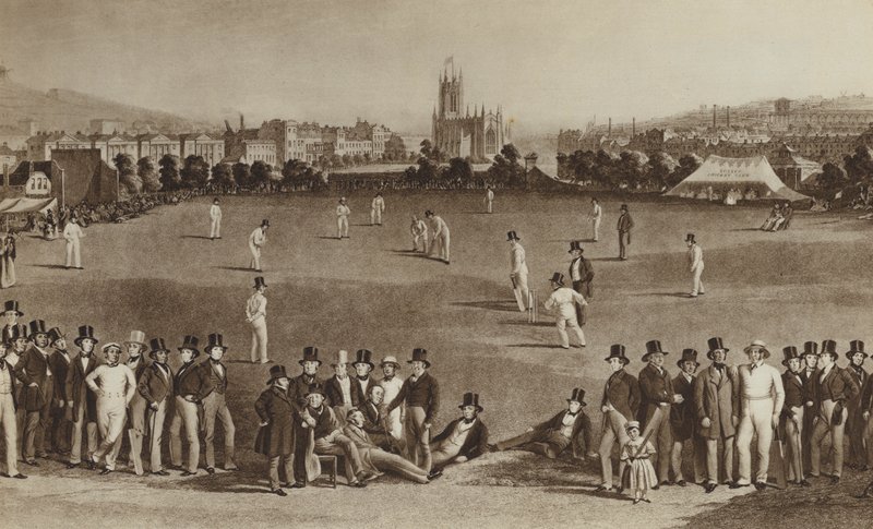 Hoe ze cricket speelden toen koningin Victoria jong was (litho) door English School