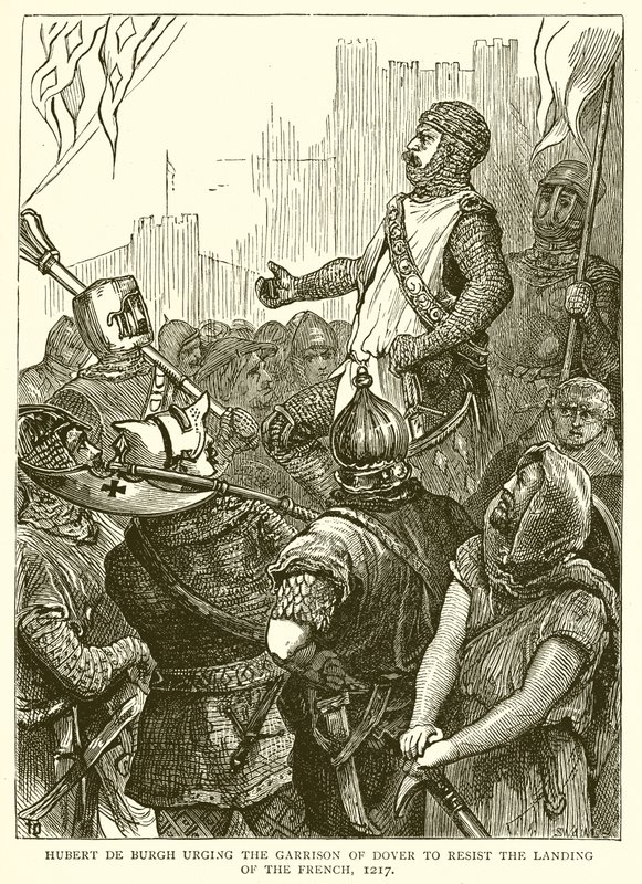 Hubert de Burgh spoort het Garnizoen van Dover aan om de Landing van de Fransen te Weerstaan, 1217 door English School