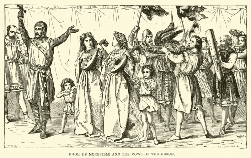 Hugh de Moreville en de Geloften van de Reiger door English School