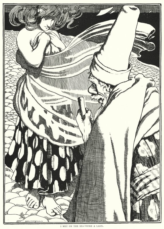 Ik ontmoette een dame aan de kust (gravure) door English School