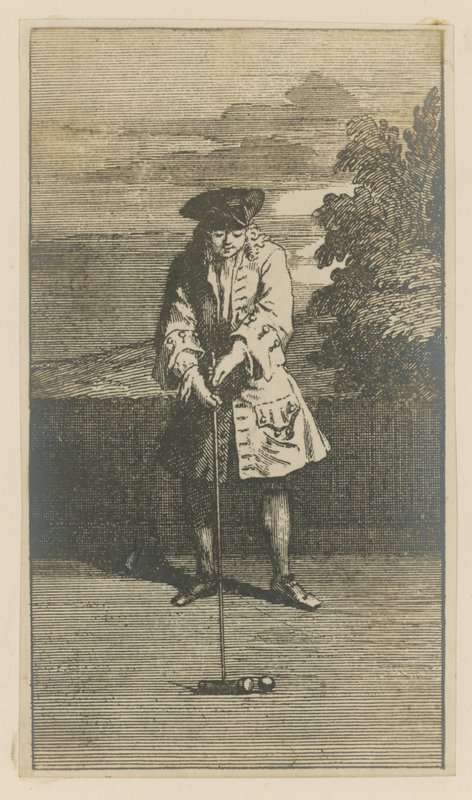 Illustratie van een man die croquet speelt door English School