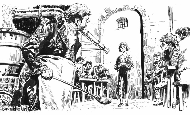 Illustratie voor Oliver Twist door Charles Dickens door English School