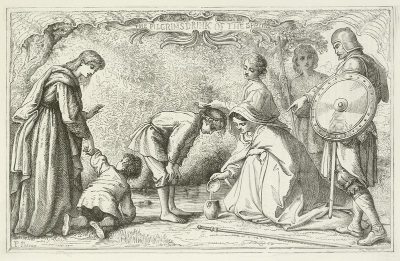 Illustratie voor De Pelgrimsreis van John Bunyan door English School