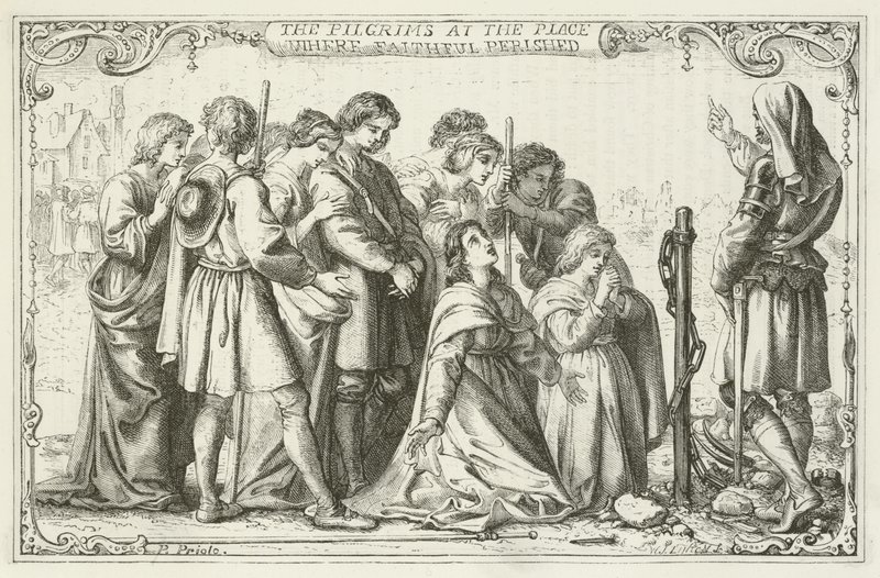 Illustratie voor De Pelgrimsreis van John Bunyan door English School