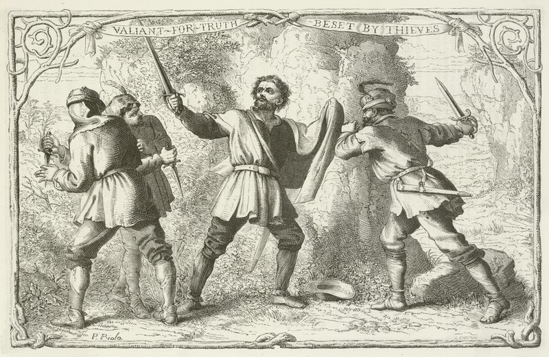 Illustratie voor De Pelgrimsreis van John Bunyan door English School