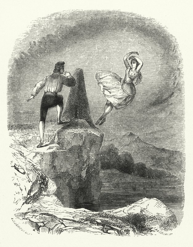 Illustratie voor het Ballet, Ondine of De Naiad (gravure) door English School