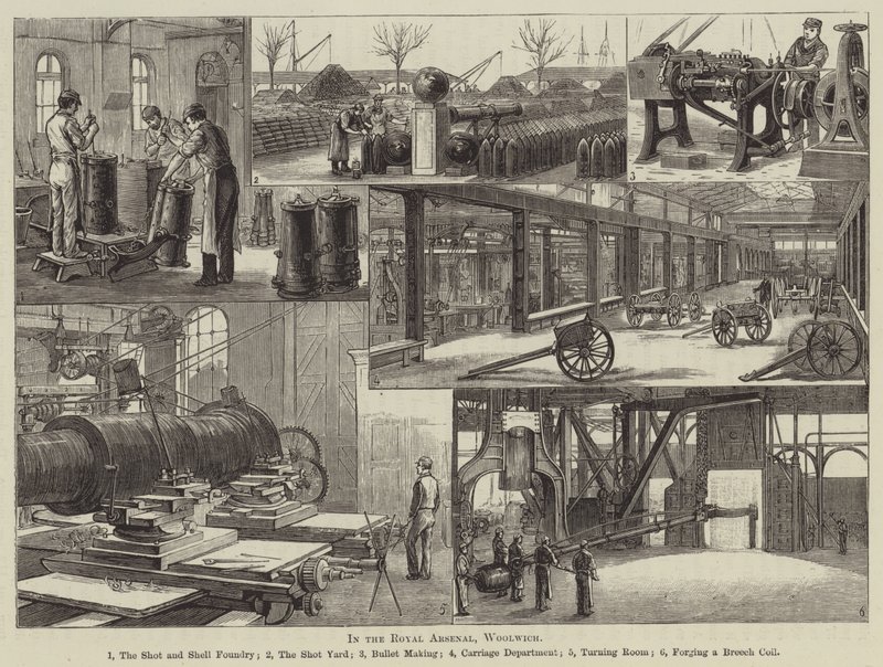 In het Koninklijk Arsenaal, Woolwich (gravure) door English School