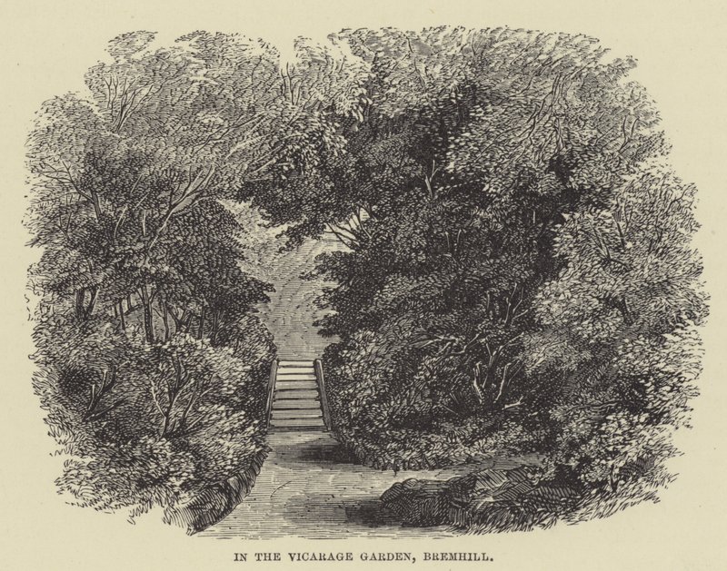 In de pastorie tuin, Bremhill (gravure) door English School