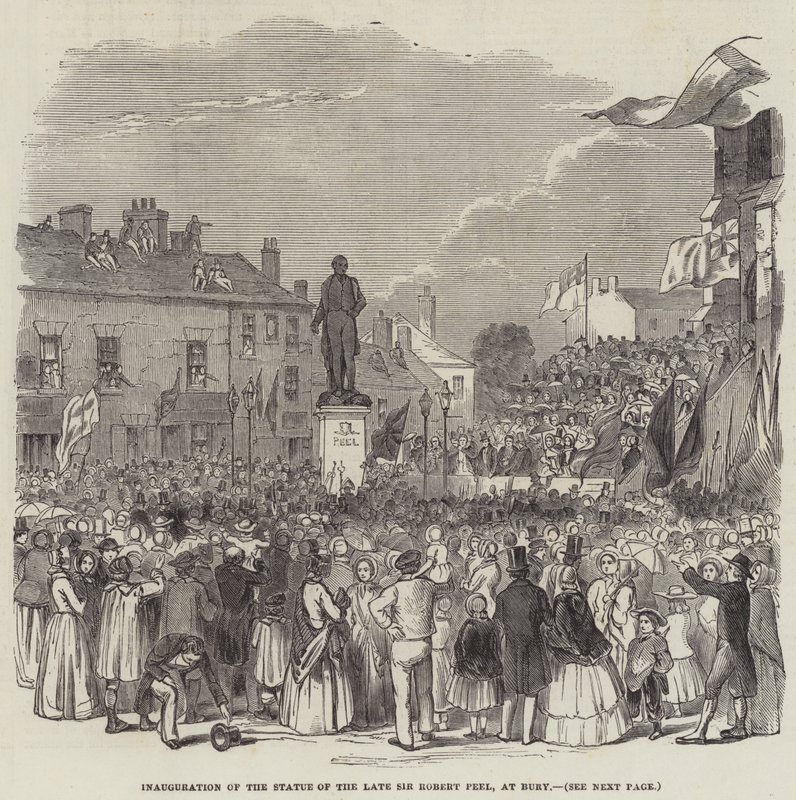 Inhuldiging van het standbeeld van wijlen Sir Robert Peel, in Bury door English School