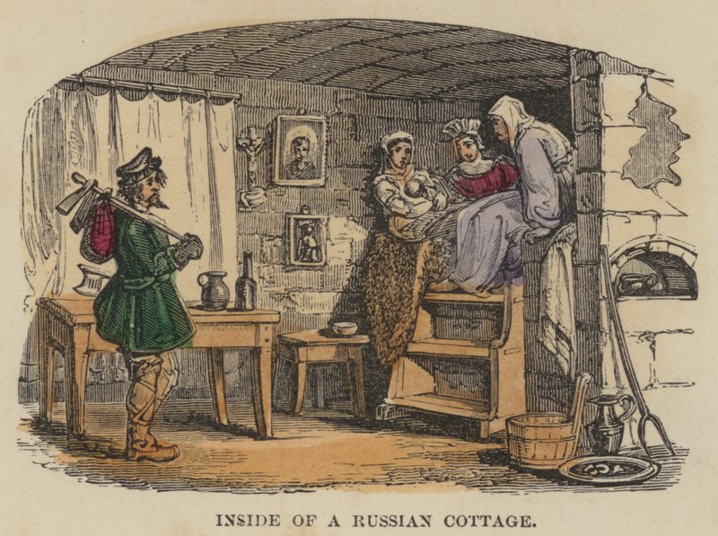 Binnenkant van een Russische cottage door English School