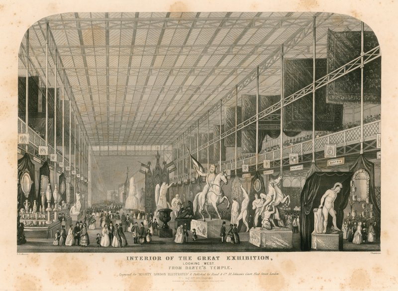 Interieur Kijkend naar het Westen vanaf Dantes Tempel, Grote Tentoonstelling, 1851 door English School