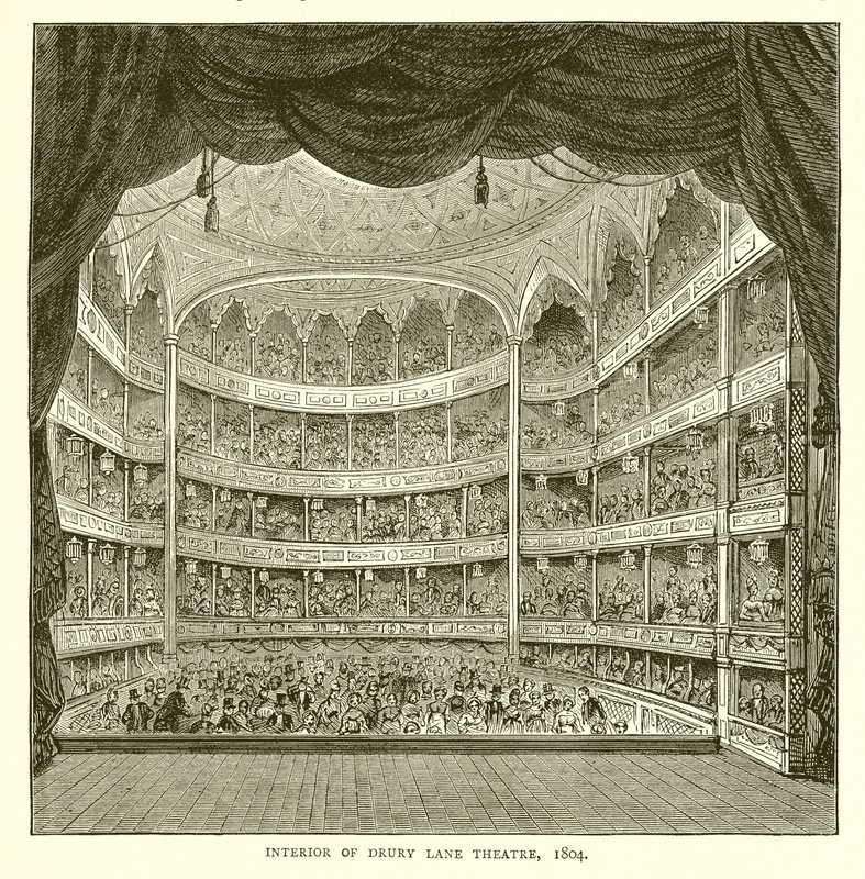 Interieur van Drury Lane Theater, 1804 door English School