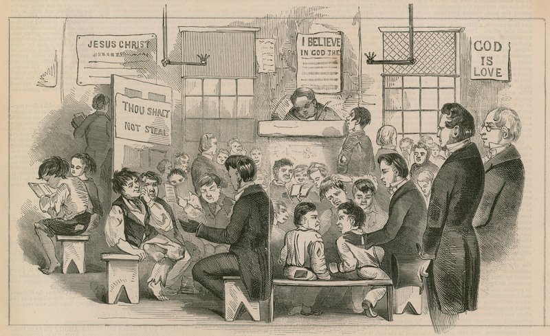 Interieur van Kings College Ragged School, Bedfordbury door English School