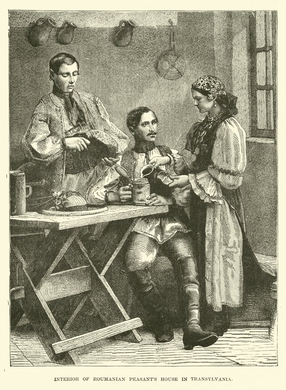 Interieur van het huis van Roemeense boeren in Transsylvanië door English School