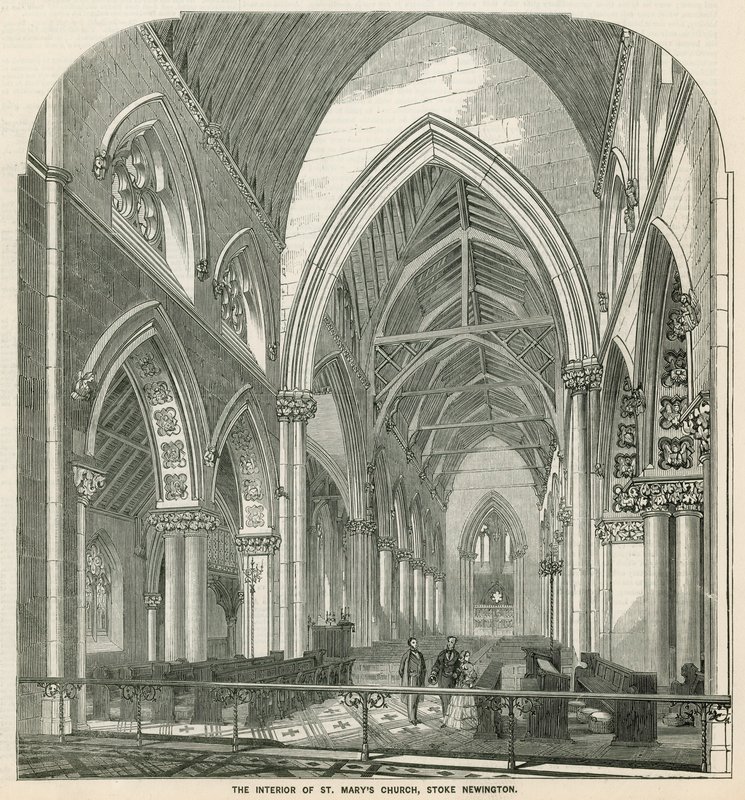 Interieur van de St Marys Kerk in Stoke Newington door English School