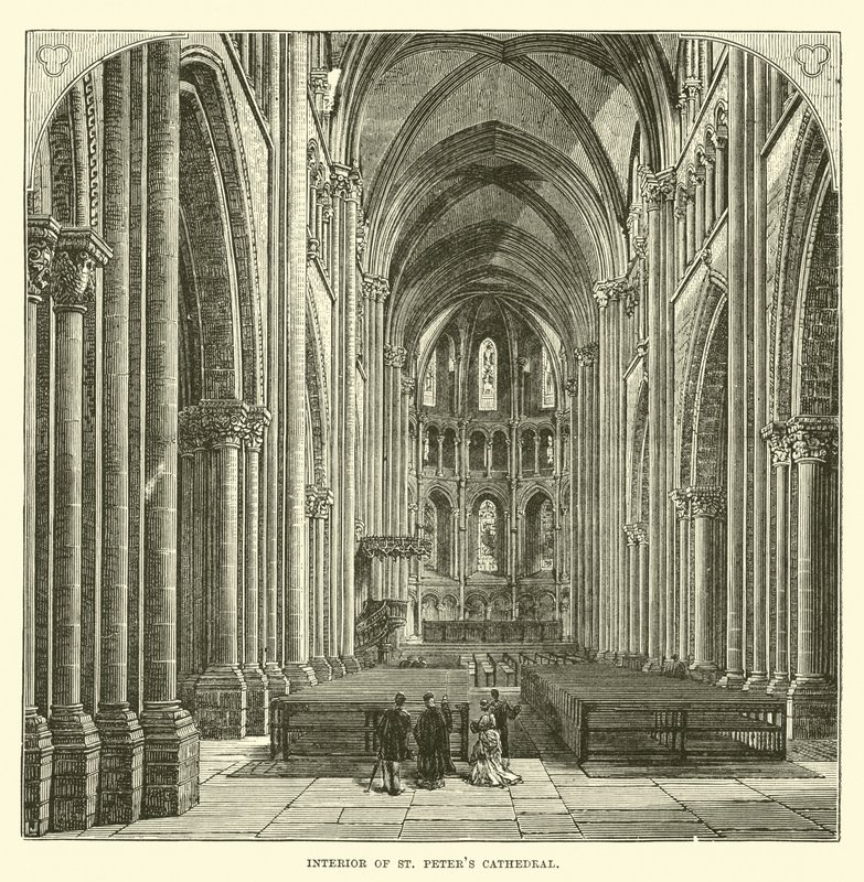 Interieur van de Sint-Pietersbasiliek door English School