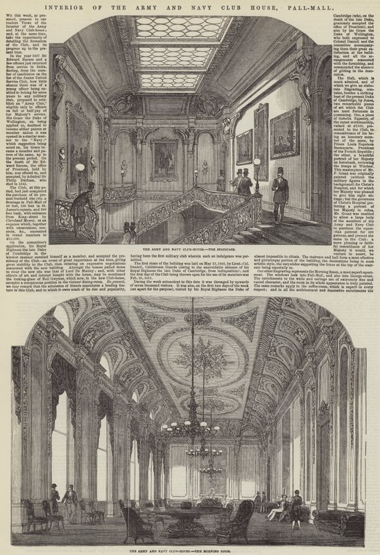 Interieur van het Army and Navy Club House, Pall-Mall door English School