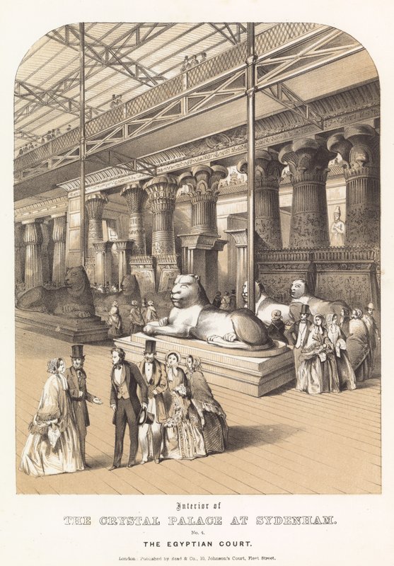 Interieur van het Crystal Palace in Sydenham - de Egyptische Hof door English School