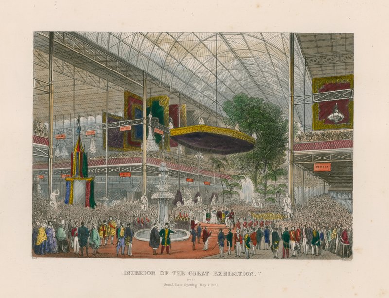 Interieur van de Grote Tentoonstelling, Grote Staatsopening, 1 mei 1851 door English School