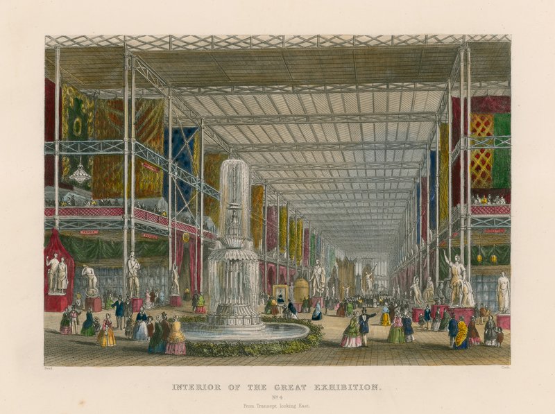 Interieur van de Grote Tentoonstelling, vanuit het transept oostwaarts kijkend door English School
