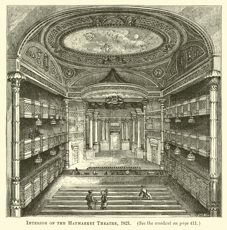 Interieur van het Haymarket Theatre, 1821 door English School