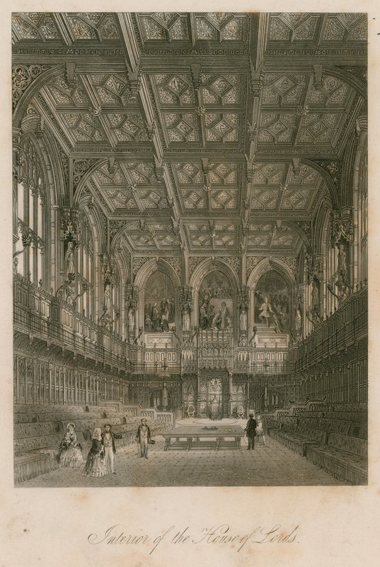 Interieur van het Hogerhuis, Westminster, Londen door English School