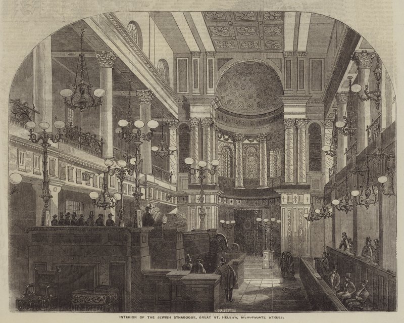 Interieur van de Joodse Synagoge, Great St Helen