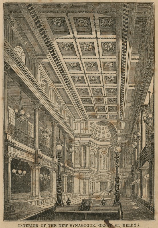Interieur van de Nieuwe Synagoge, Great St Helens, Londen door English School
