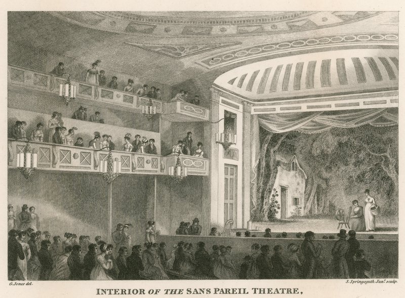 Interieur van het Sans Pareil Theater (Adelphi Theater), Londen door English School
